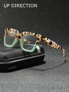 Up Direction Oversize Retro Anti Blue Light Glasses With Unisex Square Frame For Daily Office Use, Ranger Computer Glasses To Reduce Glare