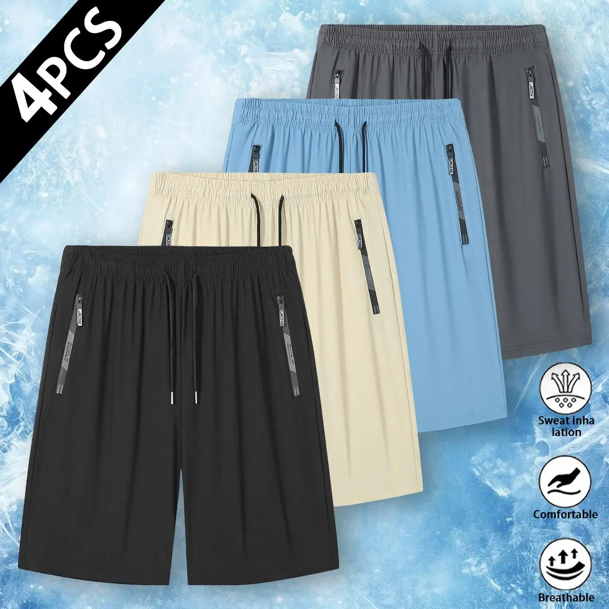 Multipack Breathable Waffle Mesh Sports Shorts Sweat Wicking Summer Workout Short Pants, Polyester, Machine Wash, Workout Wear, Active
