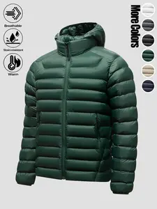 Men's Must-have Loose Breathable Thick Warm Quilted Puffer Jacket Detachable Hood Zipper Pockets 100% Nylon Basic Outerwear Multiple Colors for Daily Commute Wild Adventure Hiking Skiing Cold Casual Outfits
