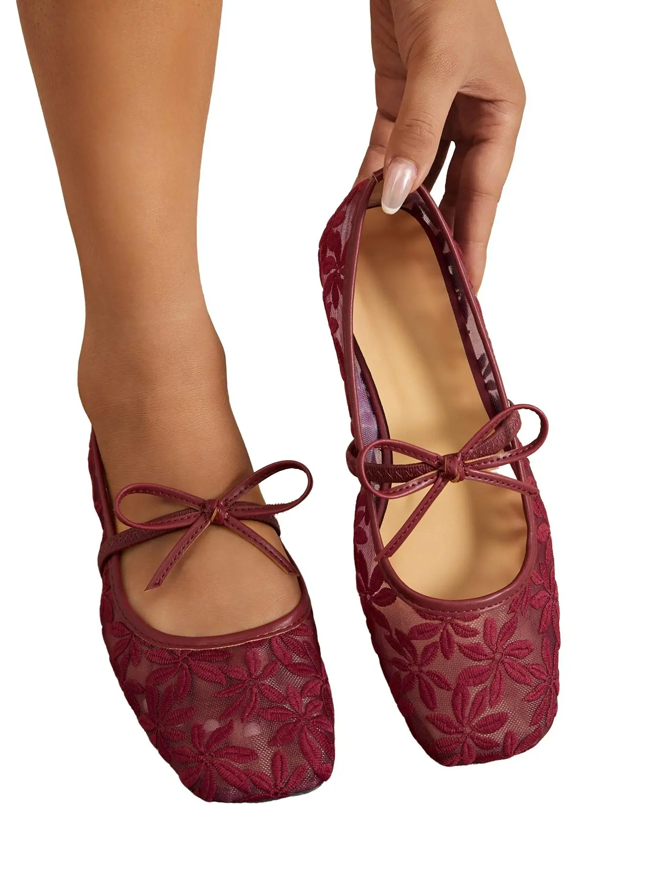 French Style New Women's Flat Mesh Lace Breathable Mary Jane Shoes, Fashion Versatile Outdoor Sandals, Perfect for Parties and Weddings