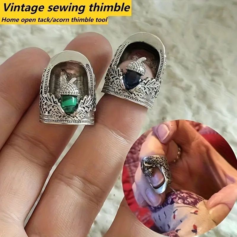 Floral Pattern Sewing Thimble, Durable Metal Construction, Ergonomic Grip, Intricate Design with Leaves & Flowers, Home Sewing & Crafting