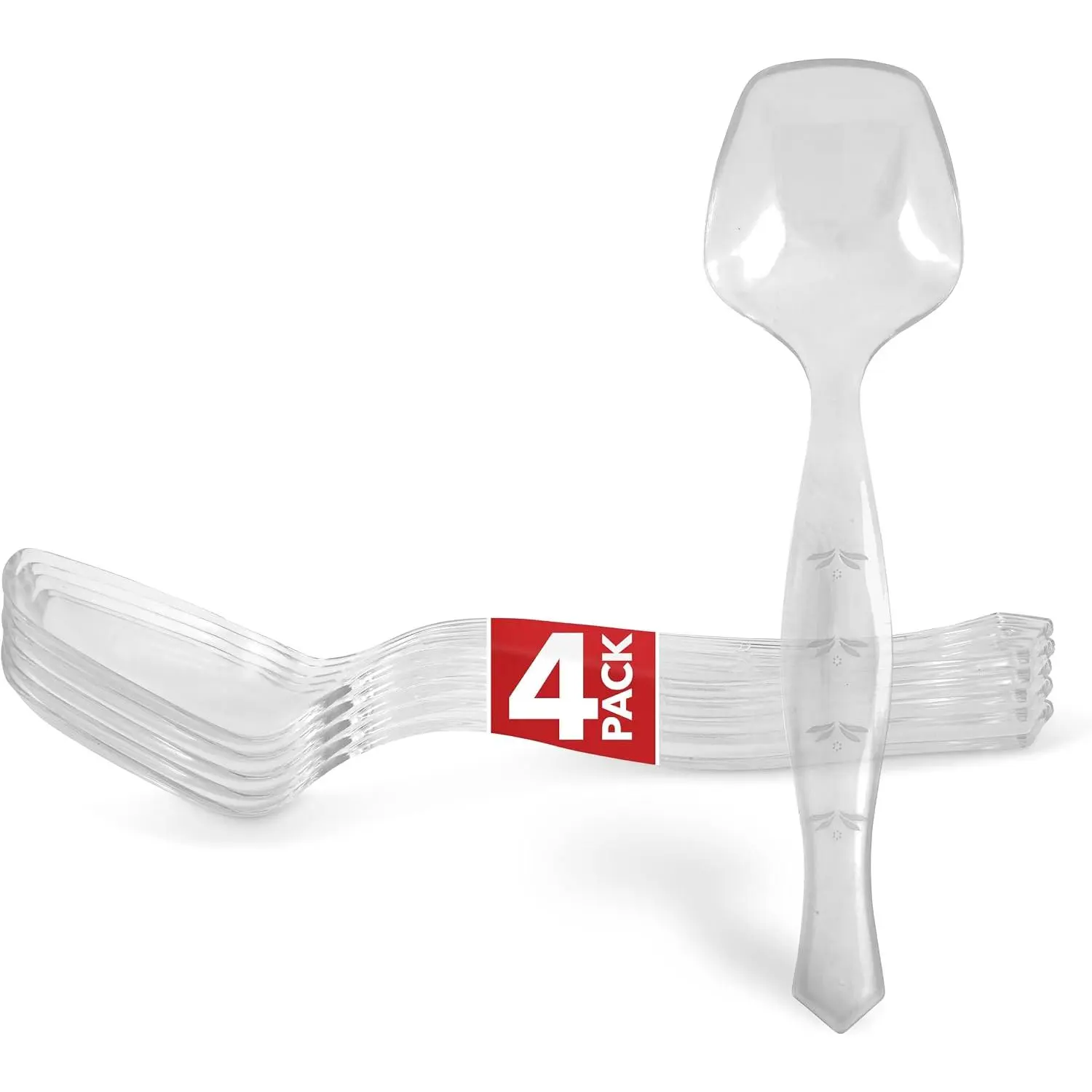 4 Count Disposable Serving Spoons, Clear Plastic Serving Spoons for Catering Weddings, Holiday Parties, and , Large Plastic Serving Utensils for Buffet, Party Spoons,
