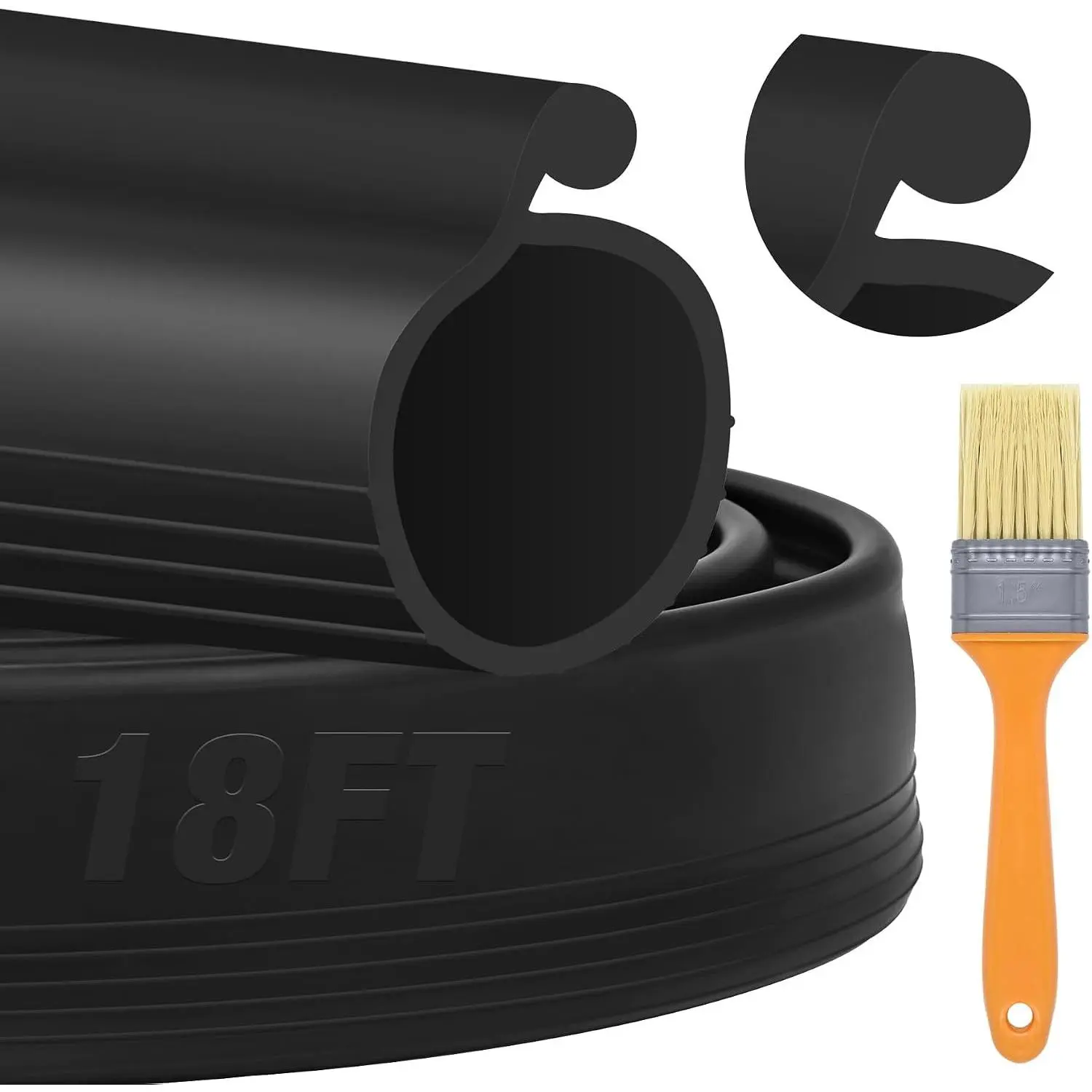 ToLanbbt 18FT Garage Door Seals Bottom Rubber 0.35" Big P Bulb Bottom Weather Strip, Overhead Garage Door Seal Replacement Weather Stripping (18 FT, Black)