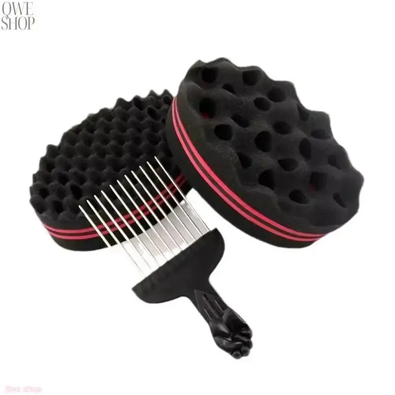 Dreadlock Sponge Brush Set with Metal Pick Comb, Afro Twist Hair Styling Tool for Men, Soft Reusable Compact Hair Care Accessory for Daily Hairstyle Making, Halloween Party Gift