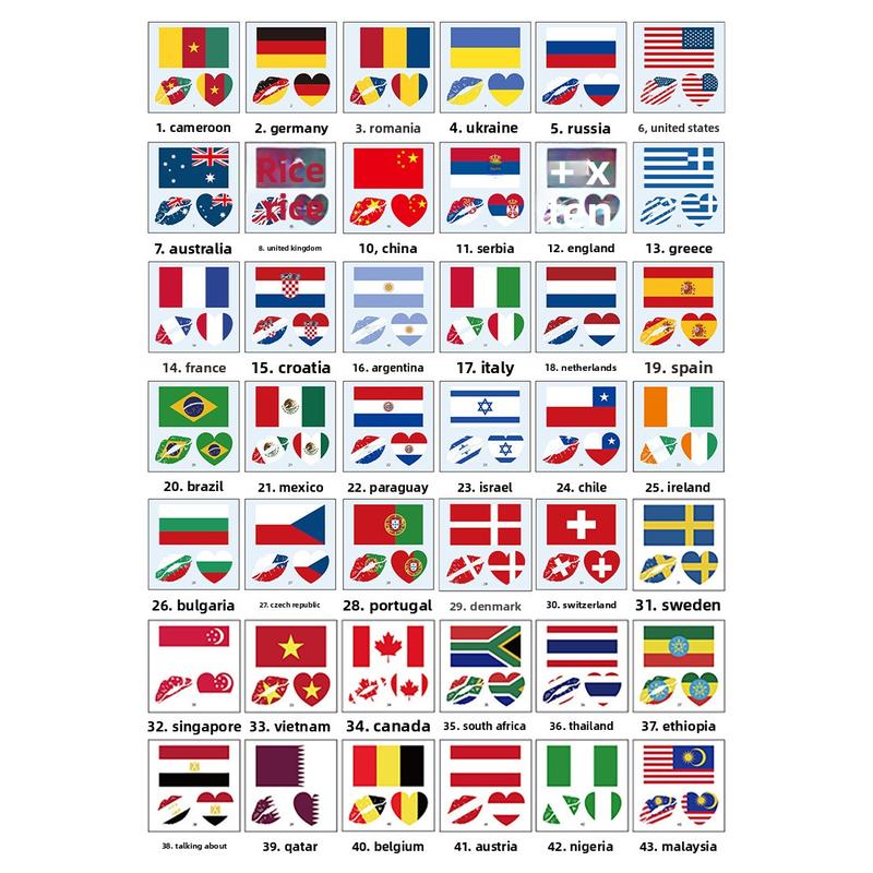Pour Choices 2026 New Design USA, Canada, and Mexico World Cup Flag Temporary Tattoos, Football Match and Sports Event Water Transfer Face Stickers