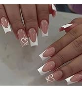 Red Press on Nails Short - Square Fake Nails with Leopard Print Design - French Tip False Nails Press ons - for Women Christmas Manicure 24Pcs