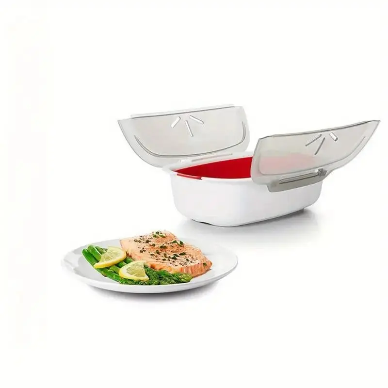 Multifunctional Microwave Steamer Basket for Vegetables Fish Meat, Easy-To-Use Kitchen Tool, Ideal for Healthy Cooking, Space-Saving Design
