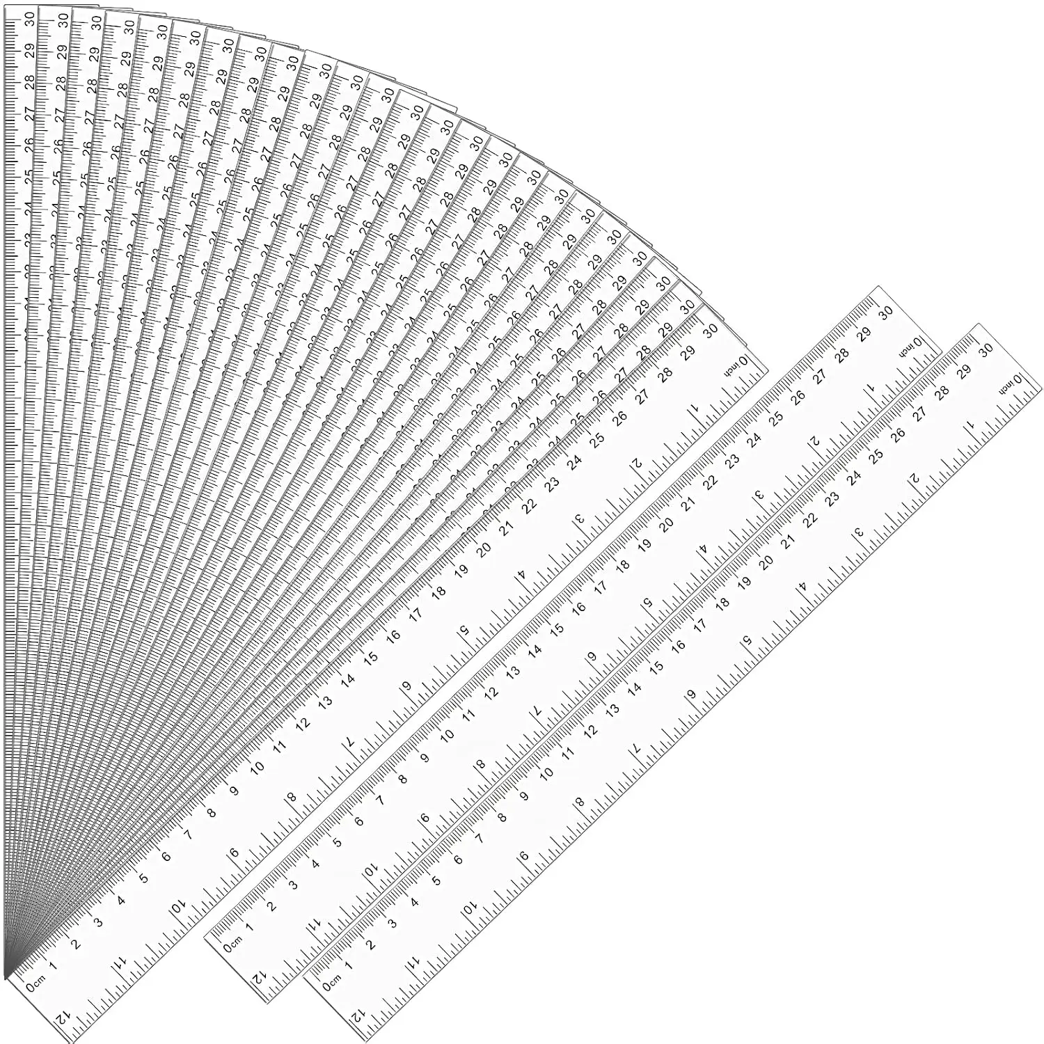 32 Pack Clear Ruler 12 Inch Bulk with Centimeters and Millimeters, Metric Rulers Measuring Drawing Tool for , Ideal  to School Office  Supplies