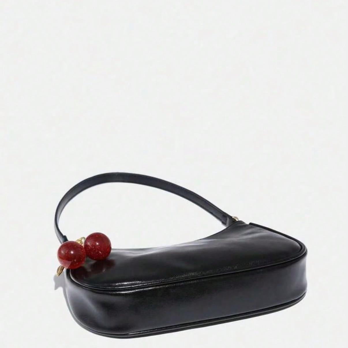 Novachic Women's Fall Outfits Handbag Floral Patterned Fabric Crossbody Bag Cute Pendant Decor Cherry Bags for Women Minimalist One Shoulder Bag, Zipper Closure, Retro Style, Underarm Bag, Suitable For Multiple Occasions