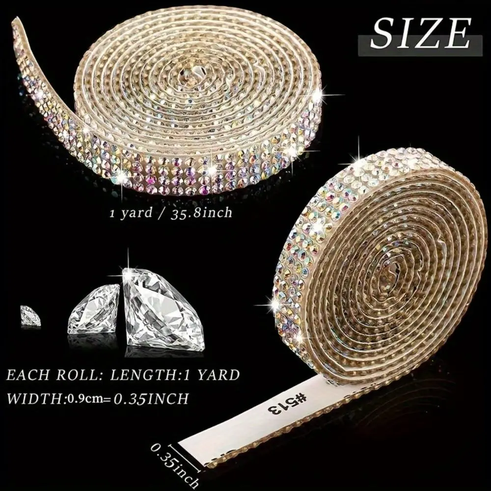 1/2 Roll Self-Adhesive Crystal Glitter Stickers for Decoration, Glitter Ribbon Stickers with Holes, Crafts for Home Decor/Gift Accessories
