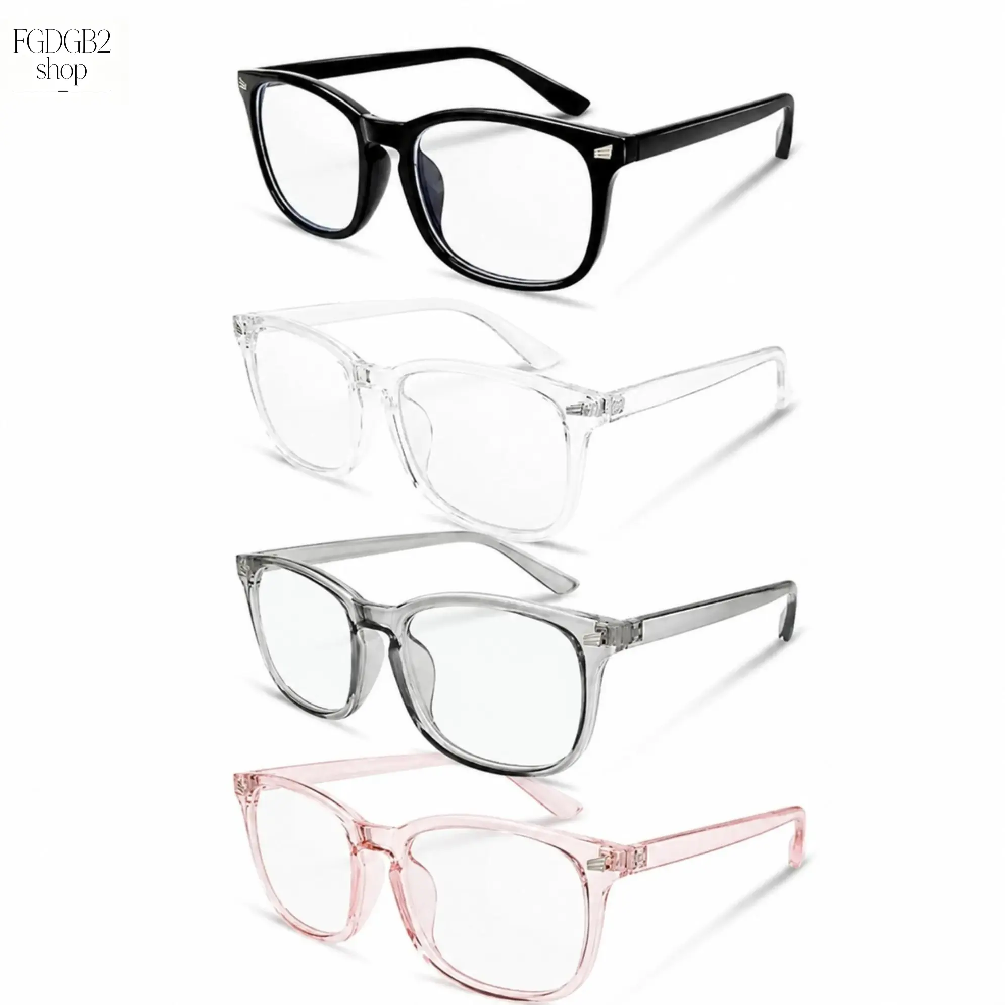 Unisex Blue Light Glasses (4PCS) - Full Rim Eyewear with Storage Bag, Anti-Glare UV Blockage for Screen Work & Daily Use trendy shoulder makeup