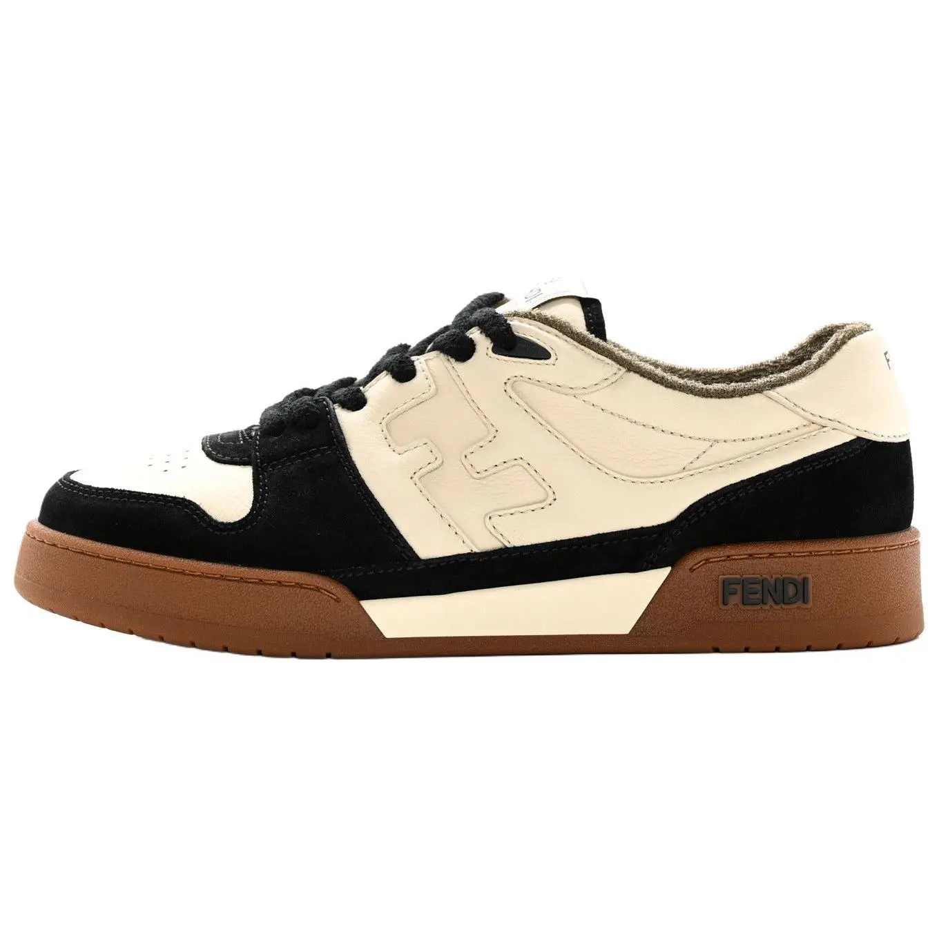 Fendi Match Leather Retro Casual Fashion Sneakers for Men in Black and White Verifiable, with credentials and supporting global authentication