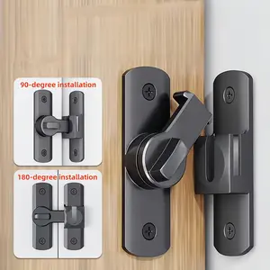 Security Door Lock Handle, Anti-Pry Anti-Pick, Adjustable Sliding Latch, Sturdy Metal, Manual Operation, Finish
