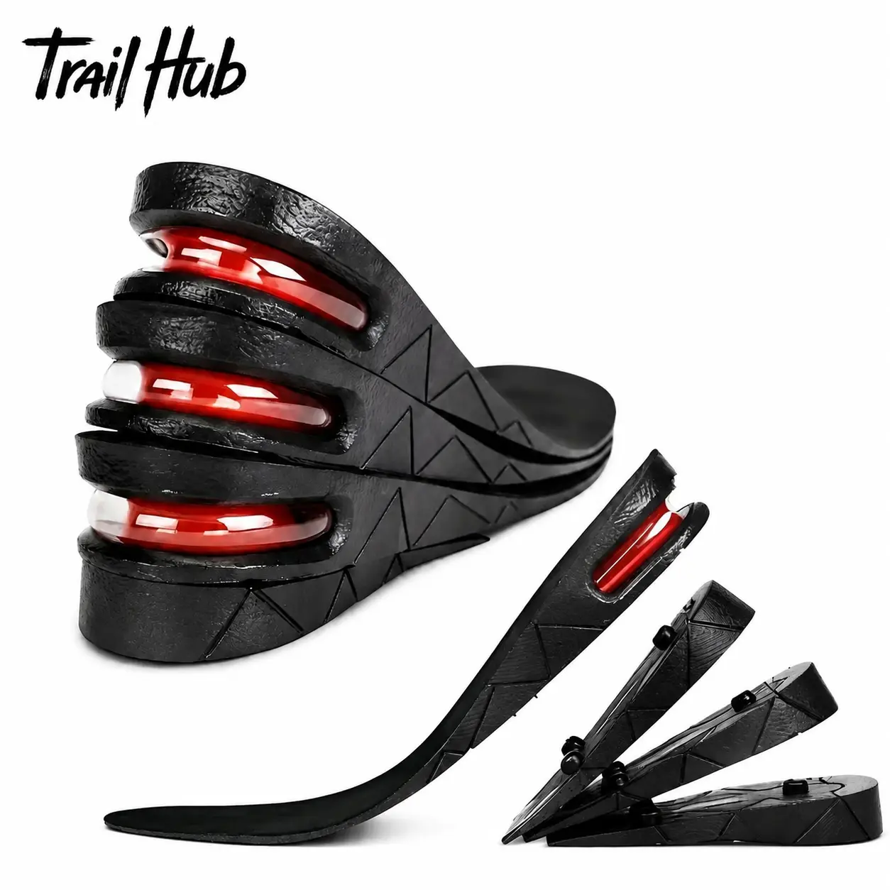 Adjustable Height-Increasing Insoles for Men & Women, 1.18-3.54 in Lift, Lightweight Breathable Memory Foam, Seamless Low-Profile, Non-Slip Base, Compatible with Dress Shoes, Sneakers, Boots for All-Day Comfort