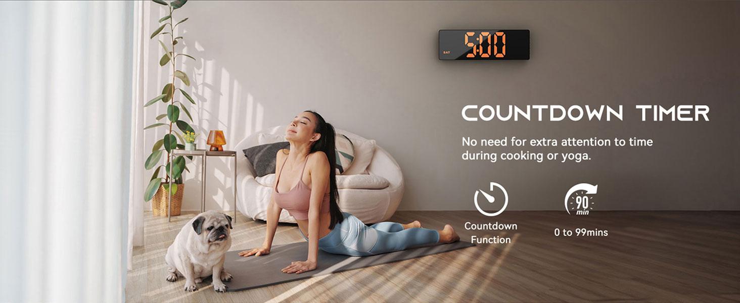 16.5" Large Digital Wall Clock with BT Sync, RGB Lights with 11 Scenes Mode Remote Control, Dual Alarms with Big LED Display, Auto DST, Temperature for Classroom Gaming