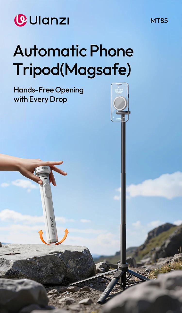 Ulanzi MT85 Smartphone Selfie Stick Phone Automatic Tripod Stand 1.5M With Bluetooth Controller 10M Wireless Magsafe Quadruped