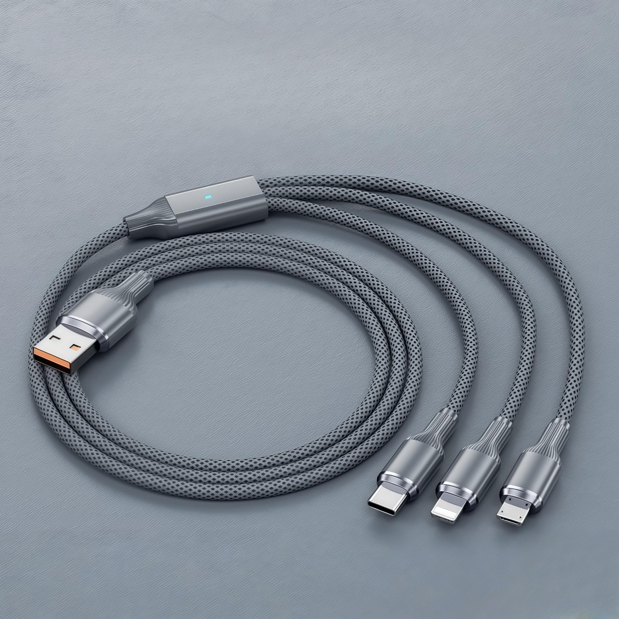 100W Multi-purpose Fast Charging Data Cable, Multifunctional 3 in 1 Fast Charging Cable, Phone Accessories for Huawei, Apple, Android, Electronic, Fast Charging Supported