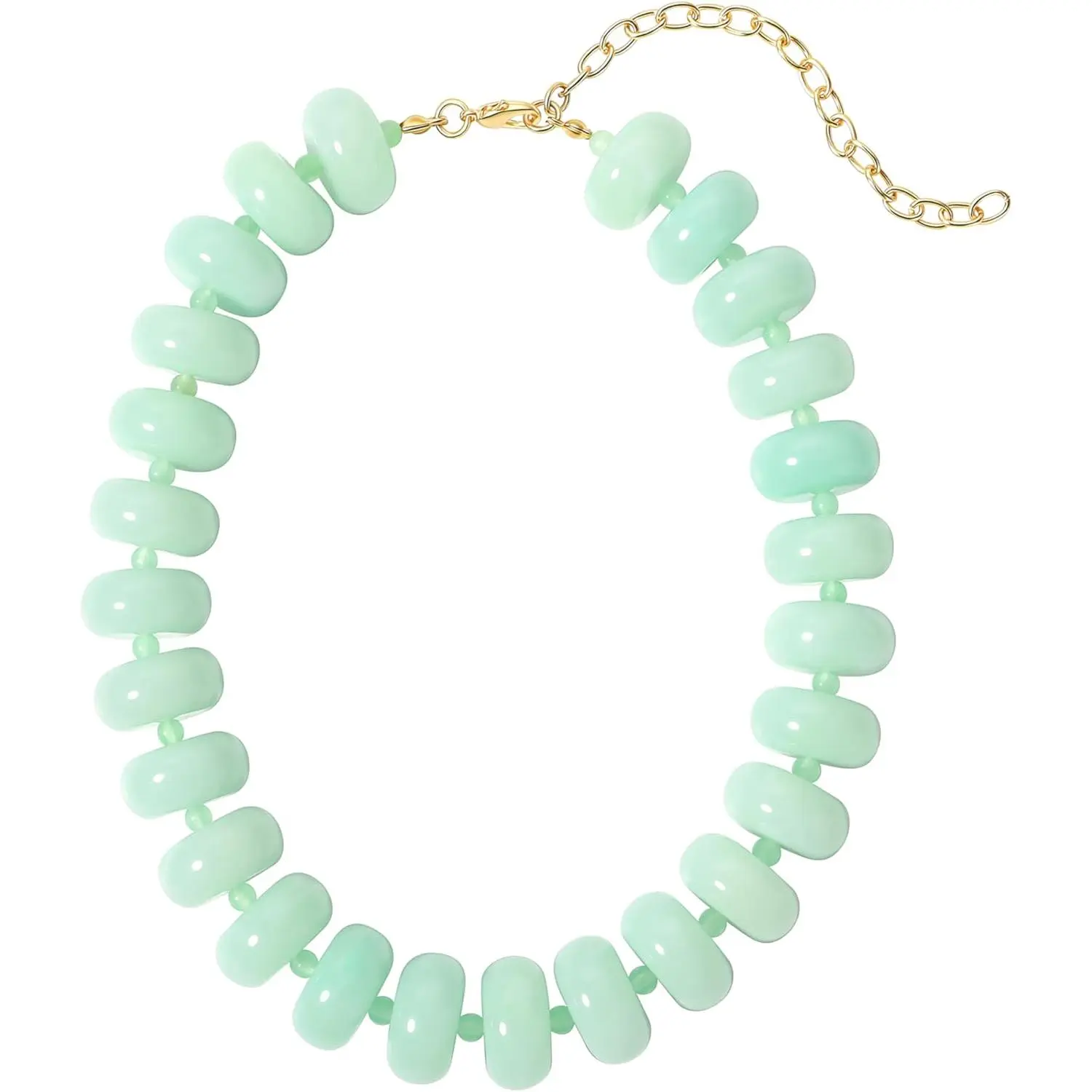 Multi-Color Chunky Beaded Necklace for Women, Vibrant Acrylic Candy Bead Choker Necklace with Adjustable Stainless Steel Clasp, Summer Statement Jewelry for Festivals