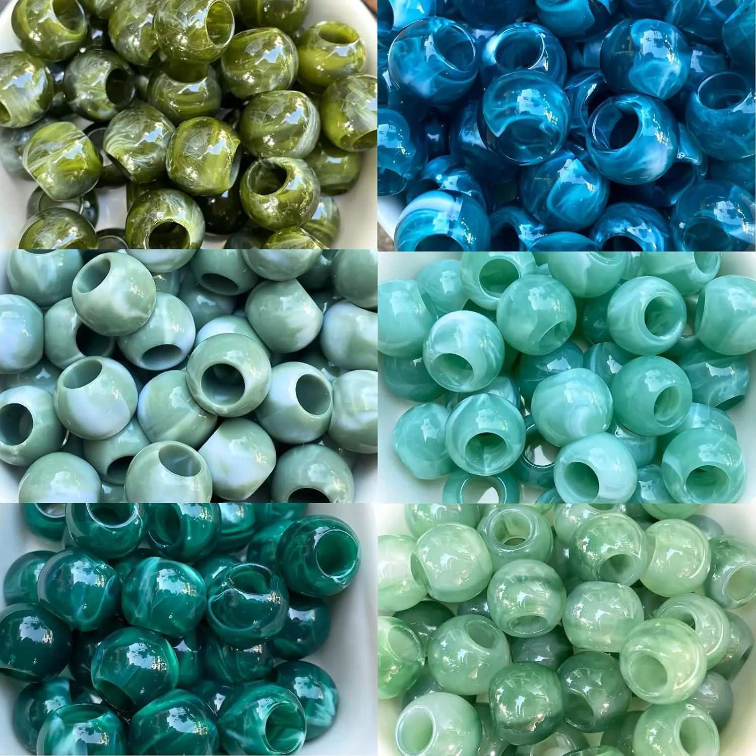 180 count 12mm Large Hole Beads for Macrame Crafts, Hair Beads Braids for Women
