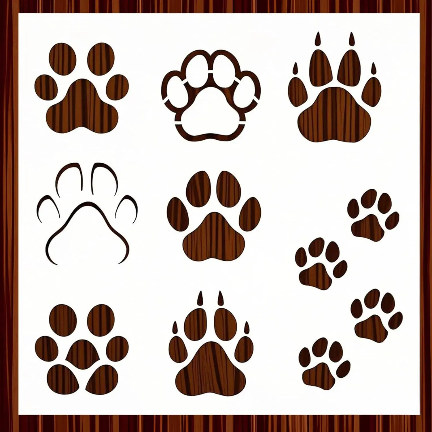 Paw Print Large Wall Stencils for Painting - Cat Dog Paw Print Stencils 12x12Inch - Reusable Wall Stencils for Painting on Wood Wall Cement Home Decor (Paw C)