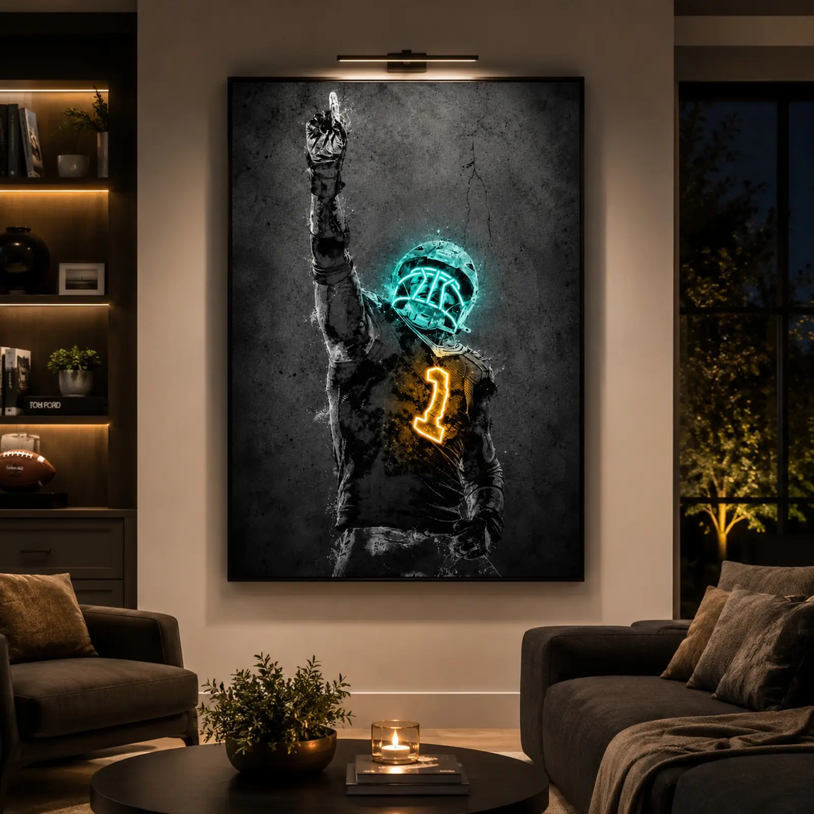 Micah Parsons Neon Wall Art, Green Bay Packers NFL Canvas Print, Framed Football Poster for Man Cave or Kids’ Room, Sports Fan Gift, Home Decor, Game Room Wall Art, Football Lover Gift, Athlete Poster, Viral TikTok Decor, Ready to Hang