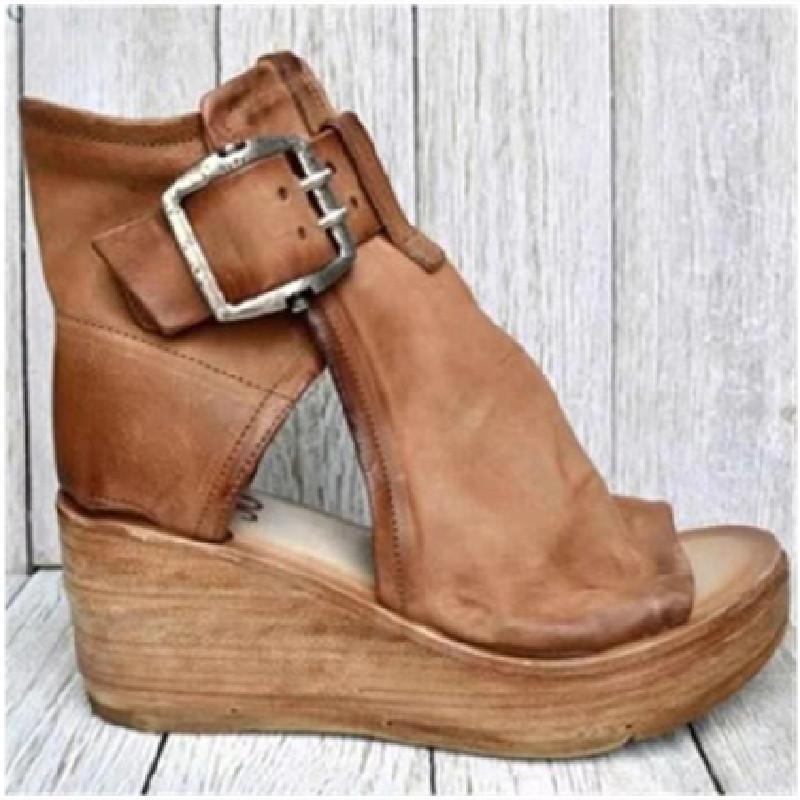Espadrile Peep Toe Wedge Sandals - Women's Casual Hollow Out Design, Buckle Decor, Flatform, Beach Party, Daily Clothing Decor kitten heels
