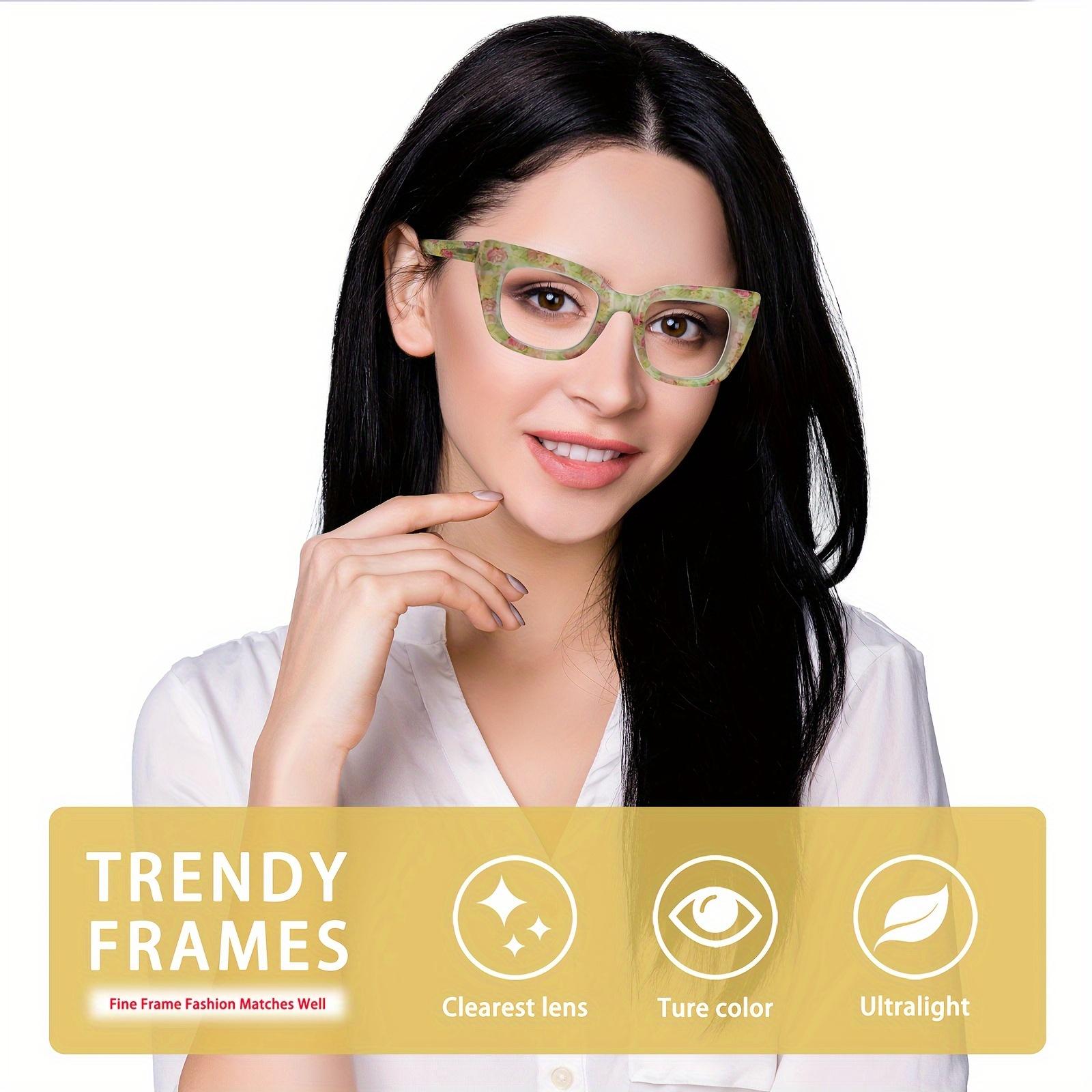 DEAAOK 3 Pack Blue Light Blocking Reading Glasses Fashionable Women's Reading Glasses with Spring Hinges Computer Eye Glasses