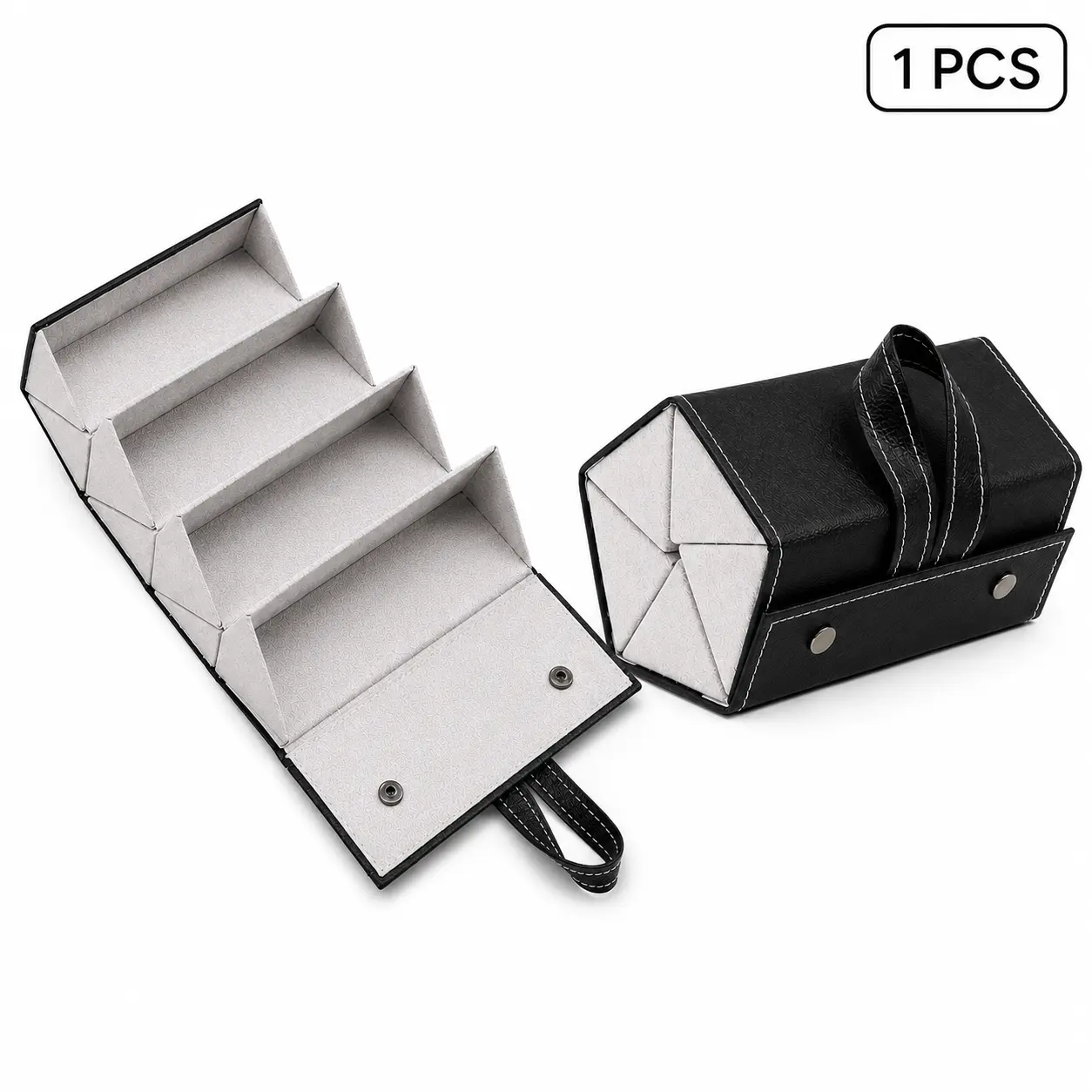 Multi-Slot Sunglasses Organizer Case, Foldable Roll-Up PU Leather Eyeglasses Storage Box with Hanging Loop for Multiple Pairs, Travel and Home Display
