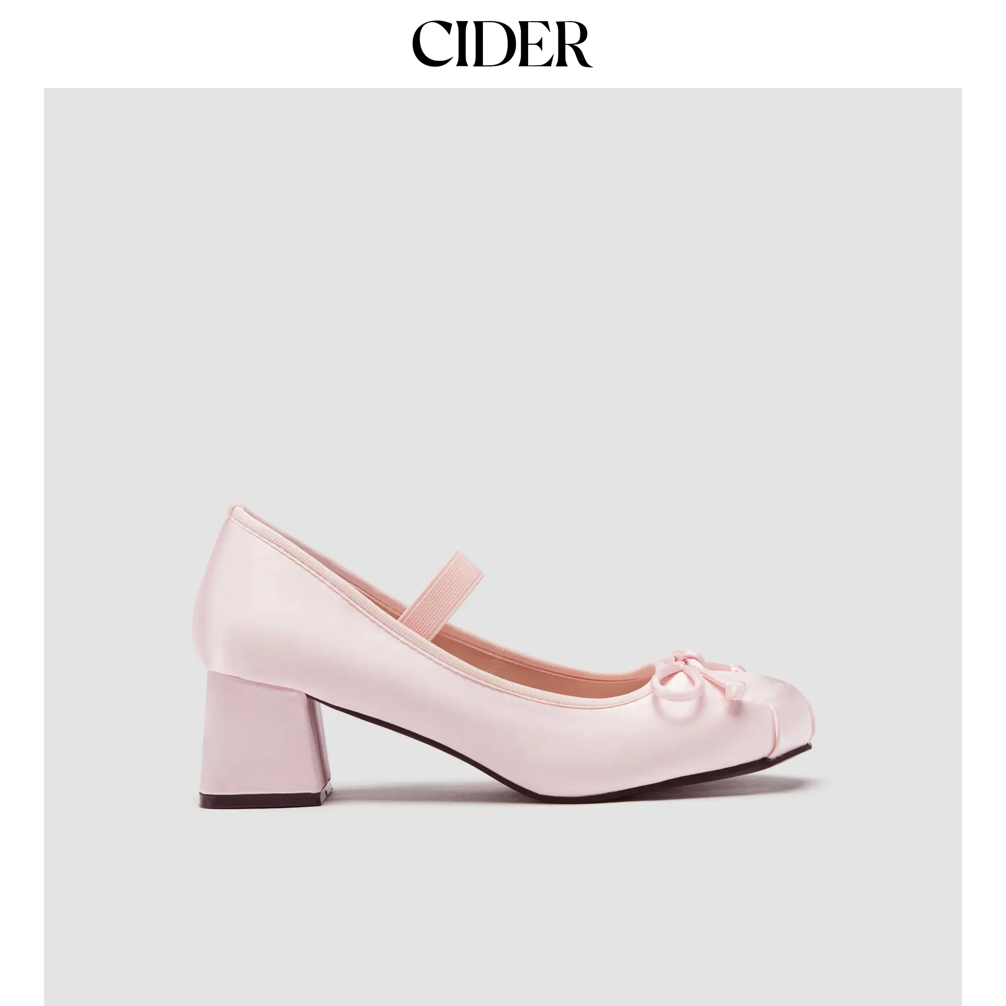 Cider Bowknot Decor Satin Heeled Mary Jane Shoes SohoChic