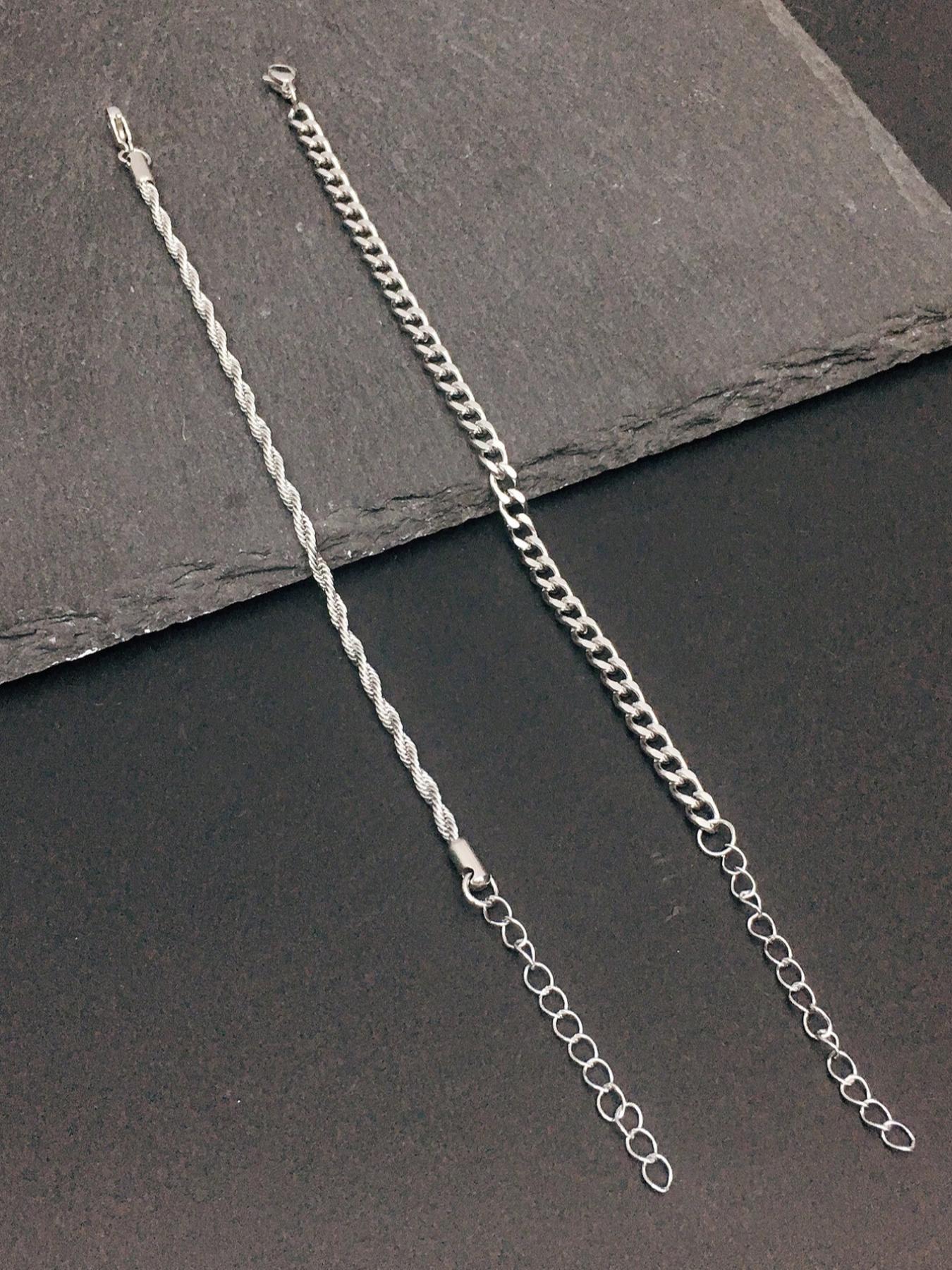 Men's Simple Style Stainless Steel Chain Bracelet, Fashion Jewelry for Party, Everyday Accessory, Trendy All-match & Exquisite Jewelry for Birthday Gift, Adjustable Link Bracelet, Stackable Bracelets