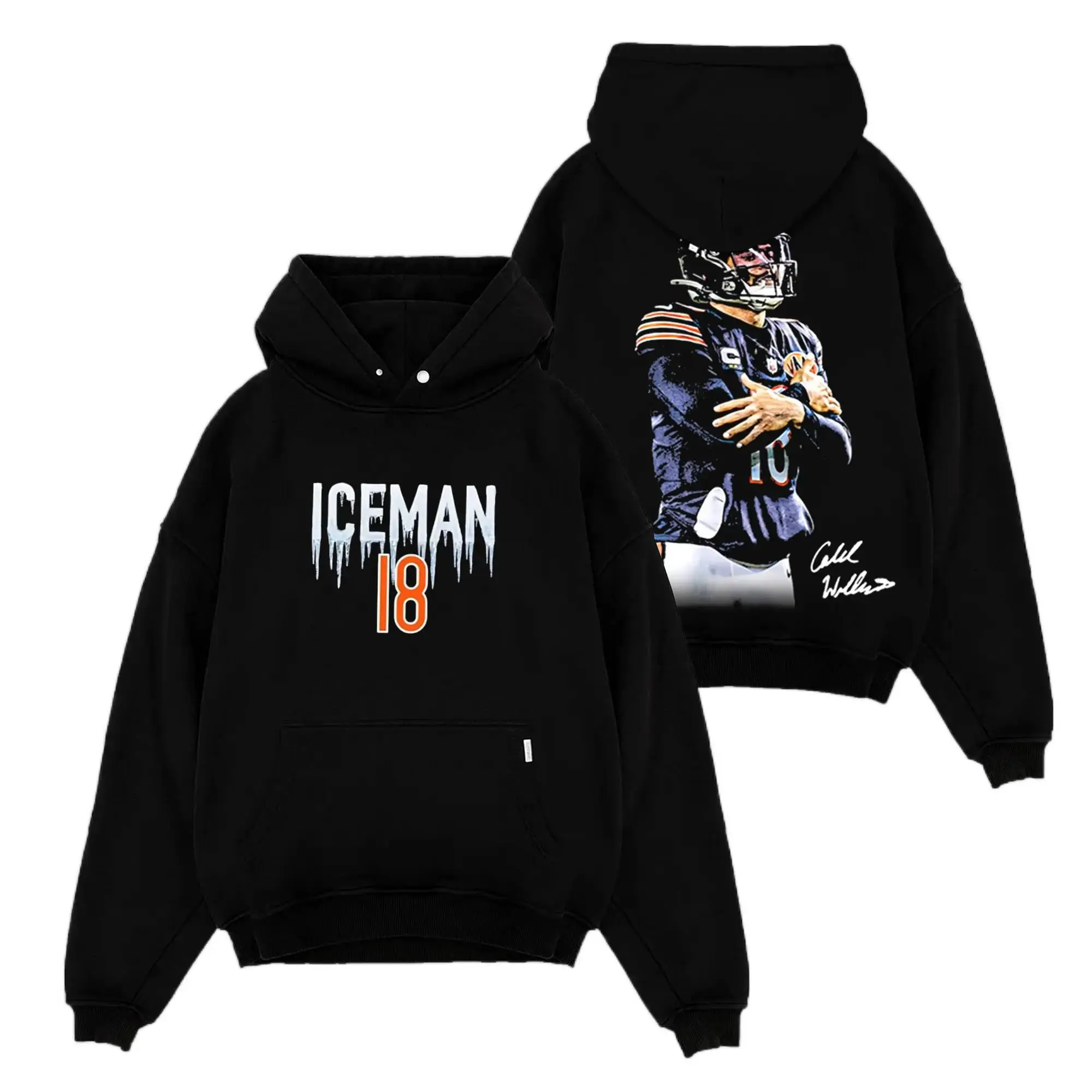 [Sale Up To 50%] Unisex [Sale Up To 50%] Caleb Williams 8 - Iceman 'Cold' Celly For Da Bears Cotton Hoodie Sweatshirt T-Shirt (Made In US), Bears Football Fans Outfit, Bears Fans Shirt, Gift For Football Fans, Football Graphic Hoodie
