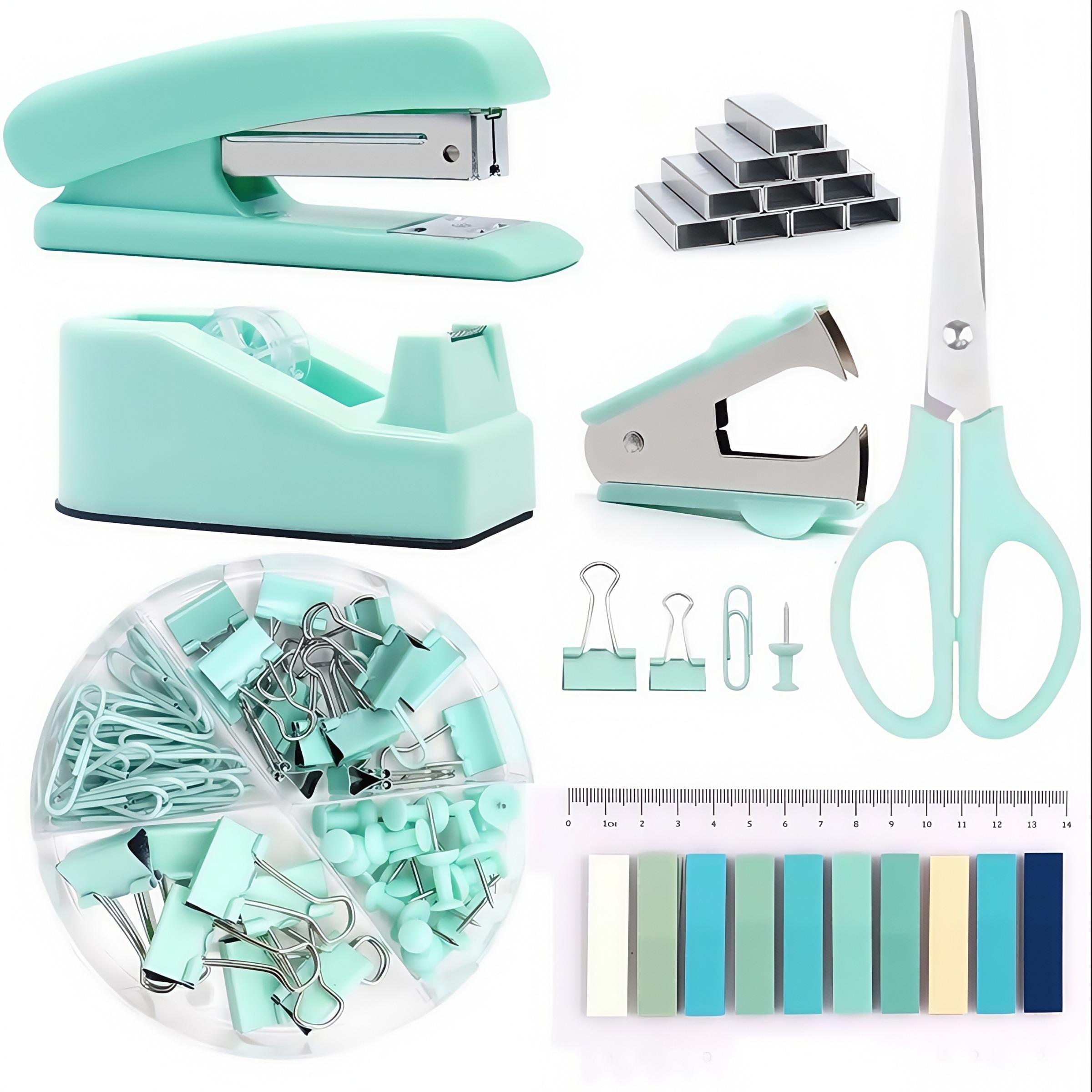 Office Binding Supplies Set, 1 Set Including Stapler, Scissors, Tape, Staples, Clips and Index Sticker, Office Stationery & Supplies