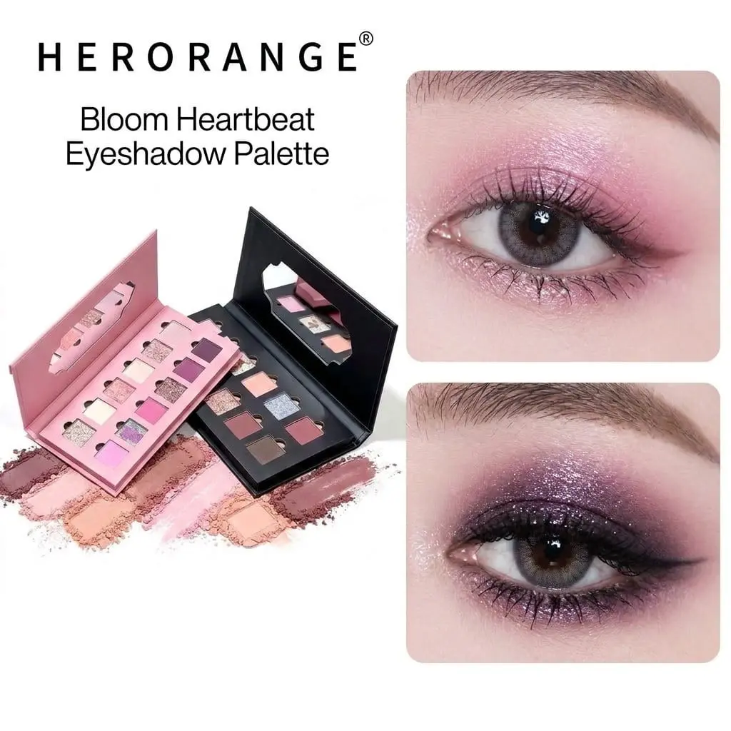 HERORANGE Sweet Wild Fairy 12 Colors Twinkling Devil Eyeshadow Palette, Matte Shimmer Glitter Multi Texture, High Pigment Smooth Blendable Long Lasting Eyeshadow Gothic Retro Makeup Palette With Integrate Mirror, For Smoky Party Cosplay & Daily Eye Makeup