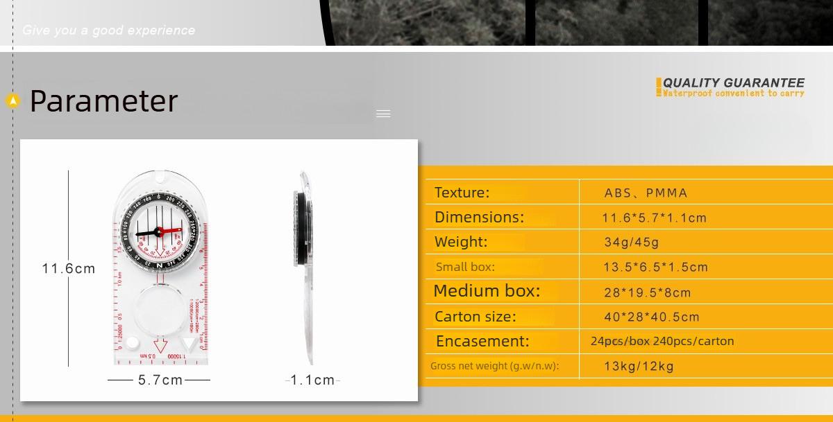 Outdoor compass map ruler student teaching aid compass oriented with magnifying glass scale