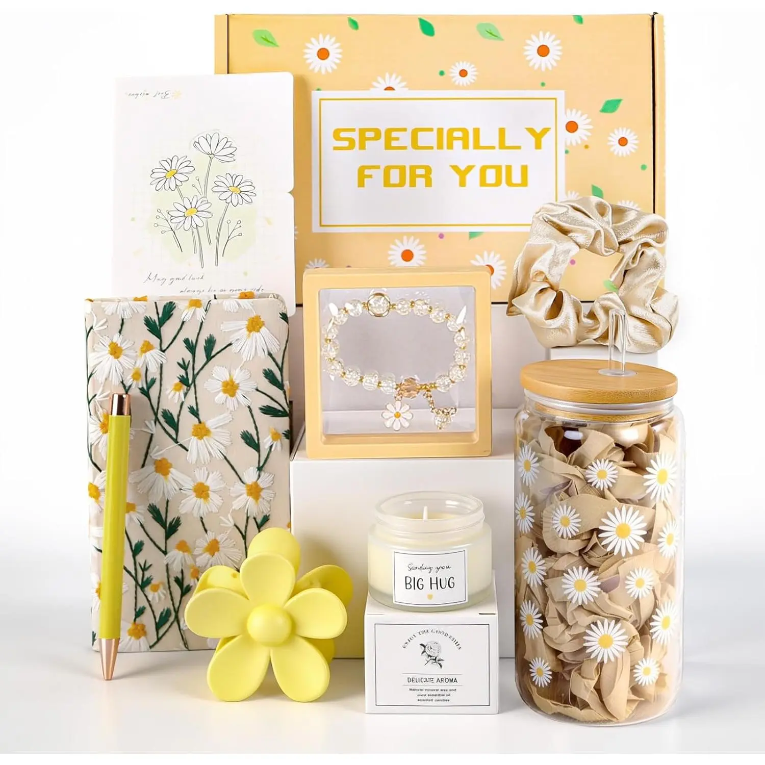 Gift Box for Women, Daisy Self Care Gift Basket, Birthday Gift for Her| Gift for Her – Perfect for birthdays, thank you, cheer up and special occasions