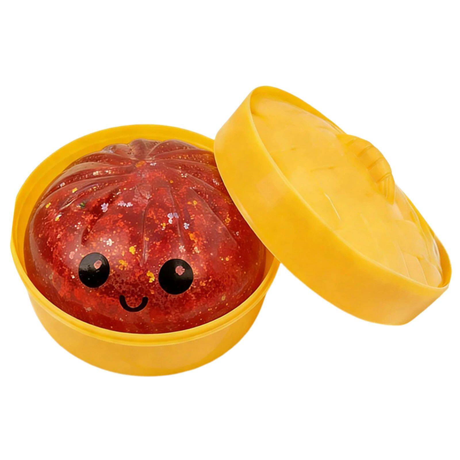 [Four colors, 10cm/3.94in] Giant Glitter Dumpling, Giant Dumpling Soft Toy, Super Rainbow Dumpling, Cute Stress-Relief Fidget Toy, with Steamer Box, Soft Squeezable Stress-Relief Dough for Adults