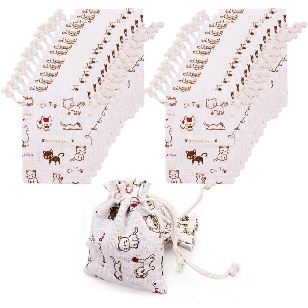 24 count Cute  Burlap Drawstring Bag Double Drawstring Linen Bags  Linen Pouches,  for  Pouch, Wedding Birthday Parties Favor, /Candy Bags, Set of 24