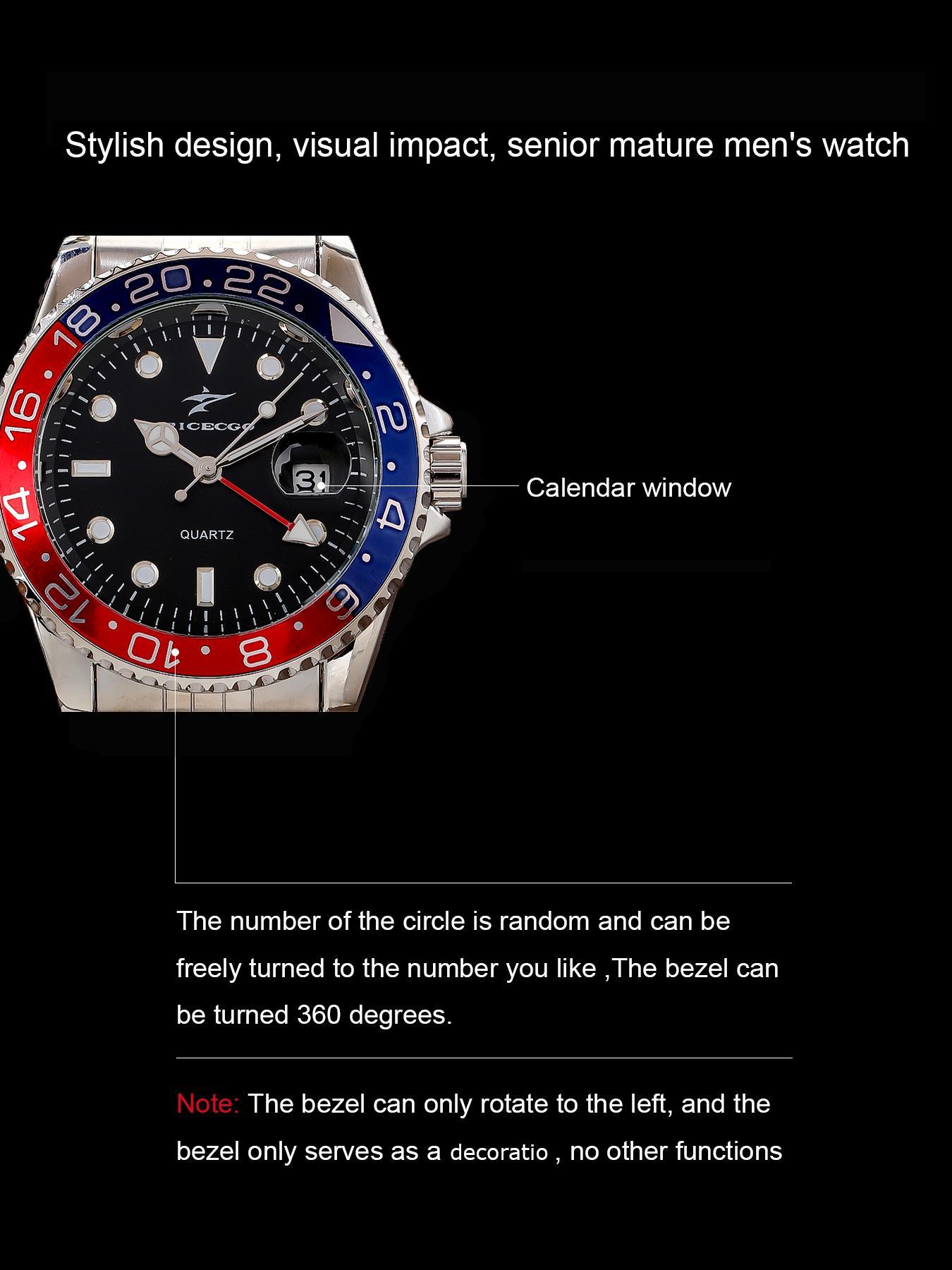 Men's Business Fashion Round Dial Stainless Steel Quartz Wristwatch for Party, Trendy All-match & Exquisite Watch for Birthday Gift with Box