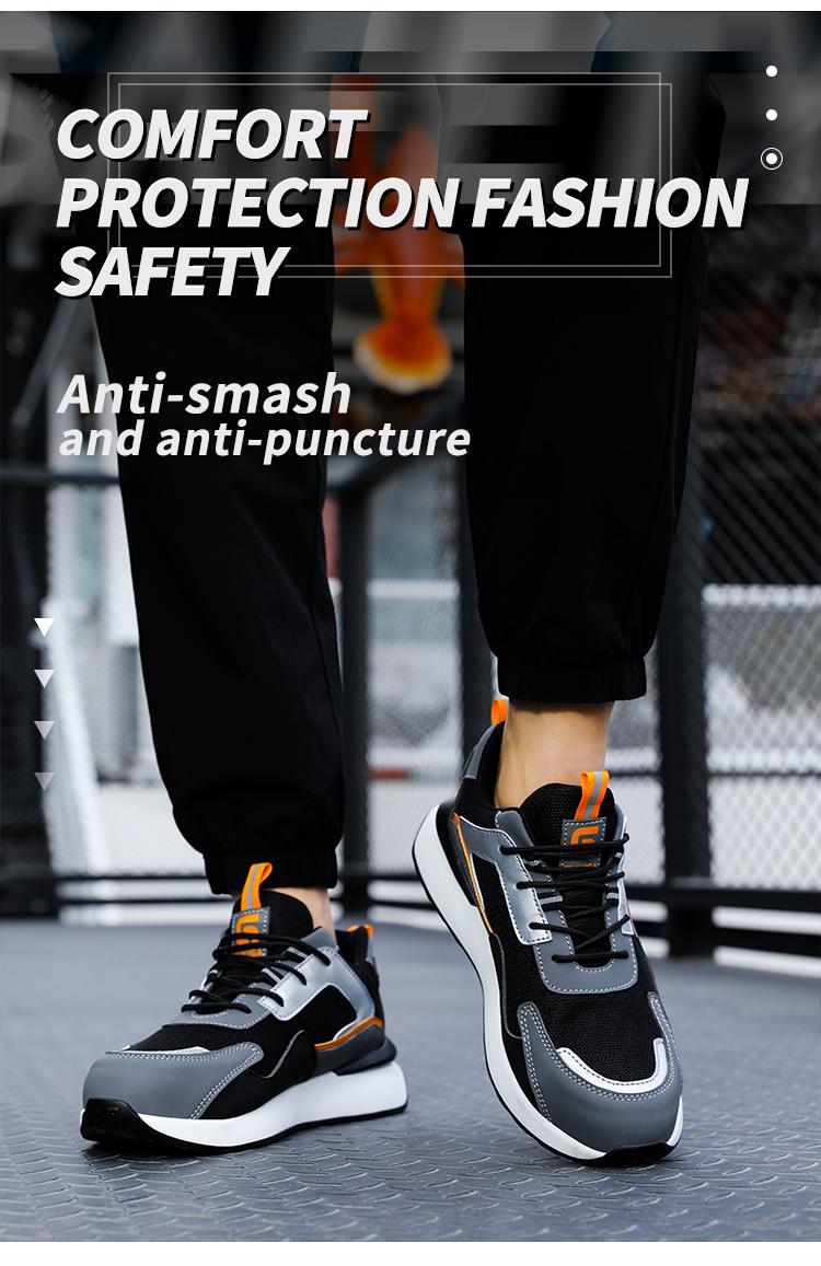 Breathable mesh safety shoes for men, lightweight and comfortable work shoes, slip-resistant, color block Indestructible