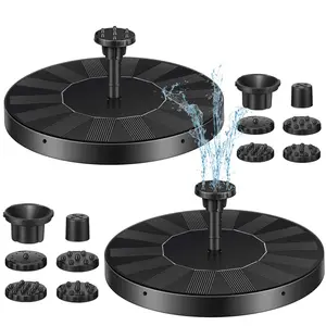 2 Packs Solar Bird Bath Fountain Pump with 5 Nozzle Solar Powered Bird Bath Floating Panel Water for Garden Fish Tank Pool (5.1 Inch)
