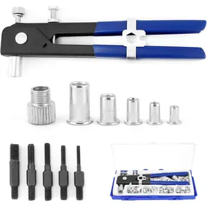 Rivet Nut Tool Kit, 110pcs Blind Rivet Nut Hand Riveter, M6/ M3/M4/M5/M8 Wrench Threaded Insert Rivnut Nutsert