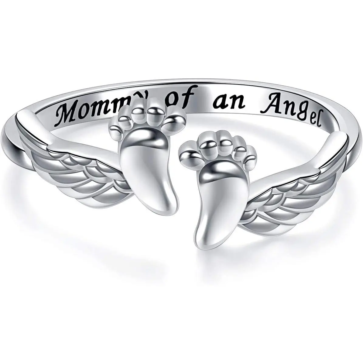 Women's 925 Sterling Silver Miscarriage Memorial Ring - Mommy of an Angel Loss of Pregnancy Jewelry, Sympathy Gift for Moms