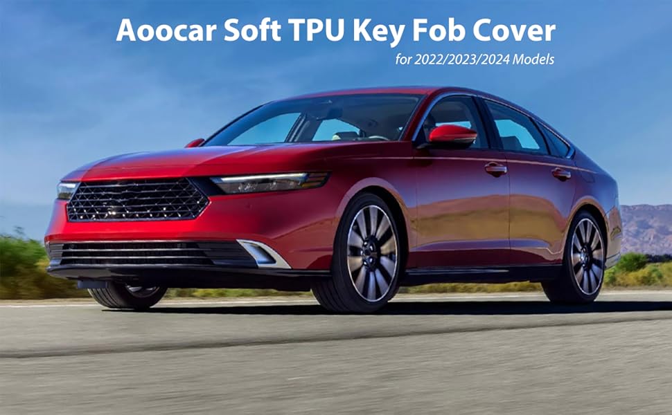 TPU Key Fob Cover with Leather Keychain, Compatible with Honda Accord Civic HR-V CR-V Pilot Sport SI EX EX-L Touring 2022 2023 2024 2025 2026, 4/5 Button, Black