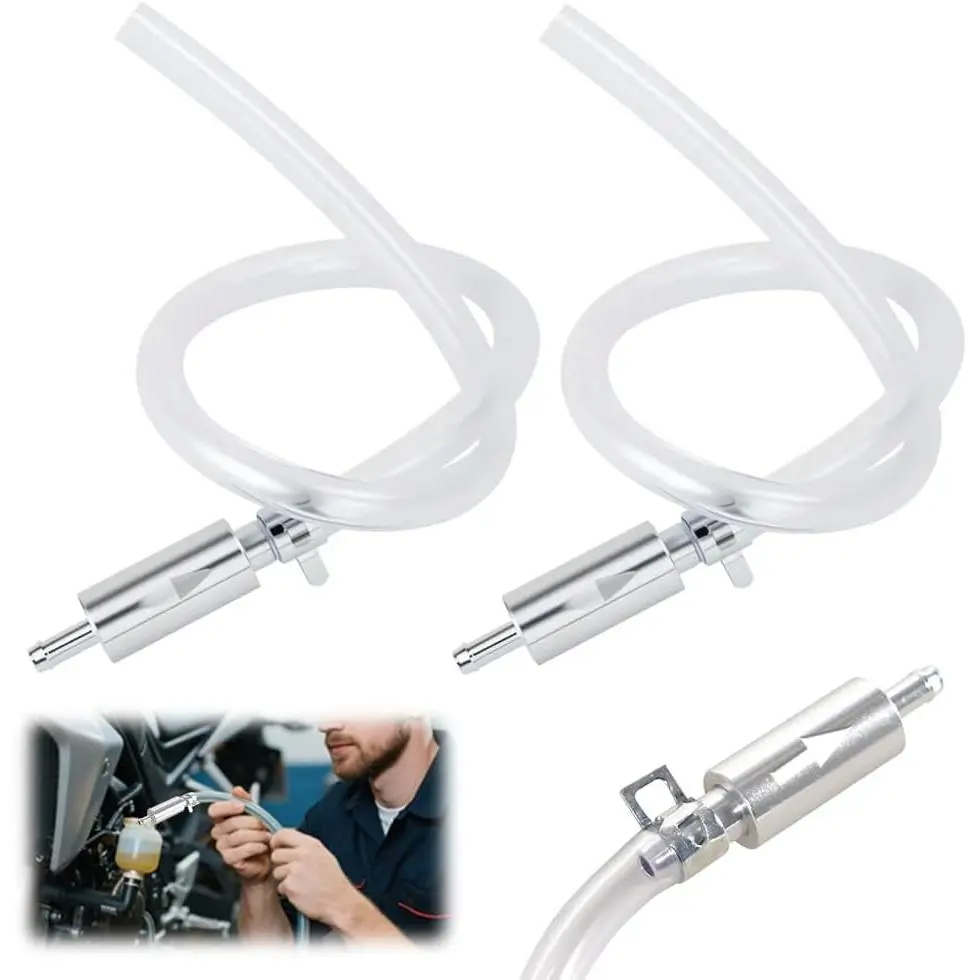 Universal Brake Bleeding Tool Kit - Aluminum Brake Bleeder Hose Kit with Non-Return Check Valve, Simple Clip, Tool-Free Operation for Car & Motorcycle Hydraulic System Repair