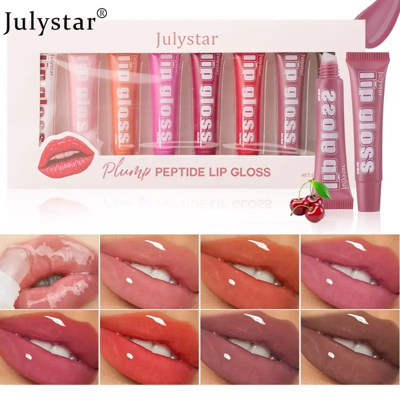 Julystar 8‑Pack Fruit‑Flavored Lip Gloss, Long‑Lasting Moisturizing Transparent Lip Glaze, Hydrating Lip Care to Brighten Lip Color, Glossy Glass Lips Makeup