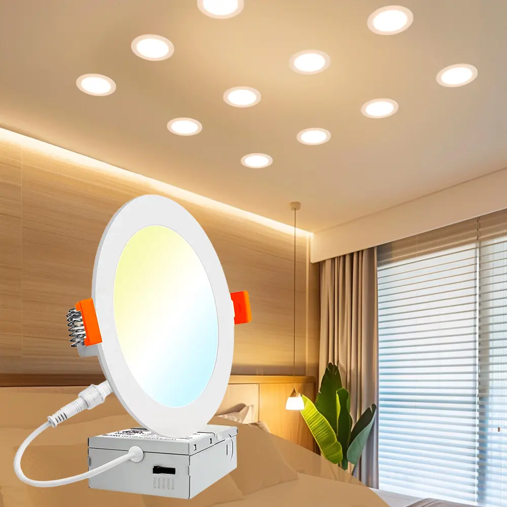 DAYBETTER Ultra-Thin 6-in Recessed LED Ceiling Spot, 12W=110W 1050LM 5CCT Dimmable Aluminum Body Architectural Lamp, Energy Star ETL Certified, Energy-Saving Interior Use Light for Contemporary Home Decor