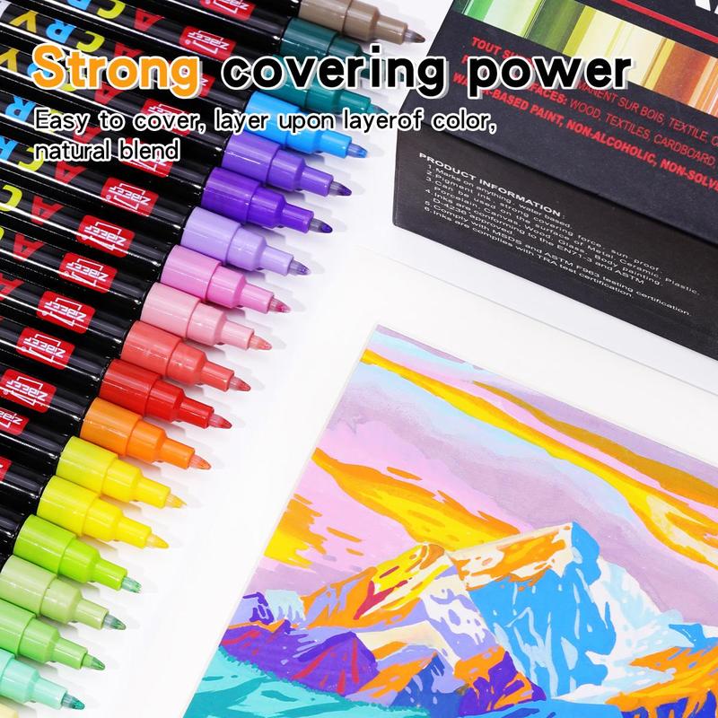 Acrylic Paint Marker Set, 0.7mm-1mm Fine Tip Acrylic Paint Pen, Waterproof & High Saturation Ideal for Wood, metallic, Plastic, Canvas, Fabric, Glass, Ceramic, Acrylic Marker Pens