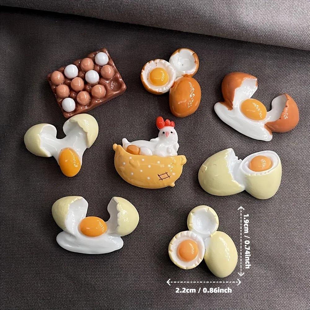 Food Themed Fridge Magnet Set, 8pcs/set Cute Cartoon Chicken Egg Design Fridge Magnet, Resin Decorations for Kitchen, Office & Home