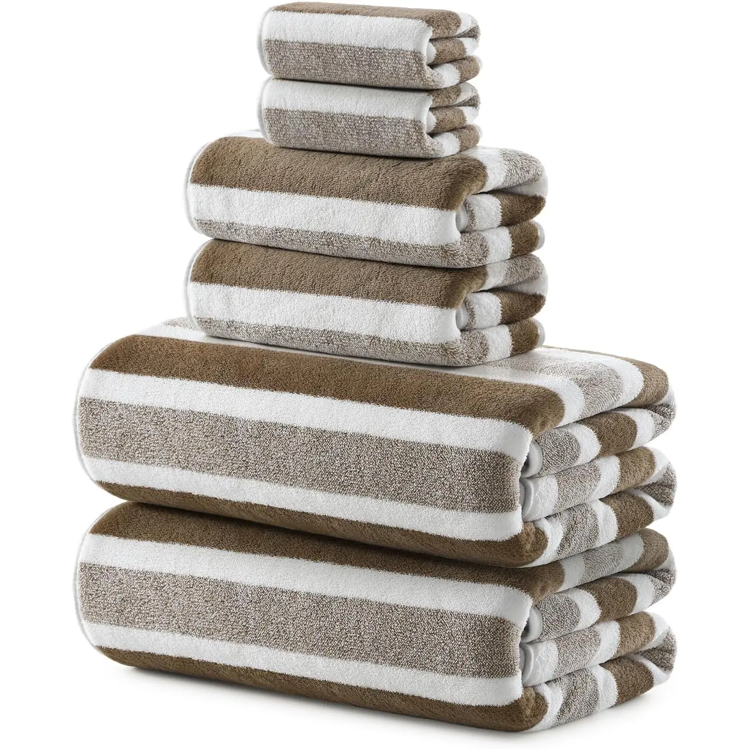 6-Piece Microfiber Bath Towel Set, Ultra Soft, Highly Absorbent & Quick Dry, 35x70 Inch Oversized, Brown Towels for Bathroom, Spa, Gym, 2 Bath 2 Hand 2 Washcloths