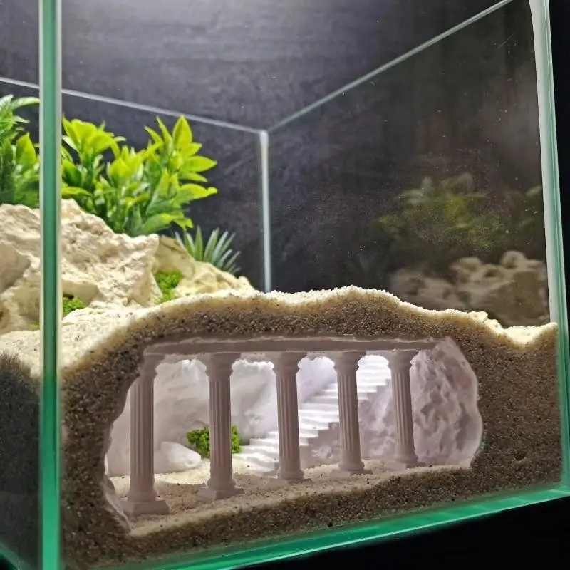 3D Printed Ancient Roman Aquatic Cave, 17.6cm Aquarium Decor, Ideal for Fish, Shrimp, Reptiles, Amphibians, Tank Decoration, Fish Tank Decorations